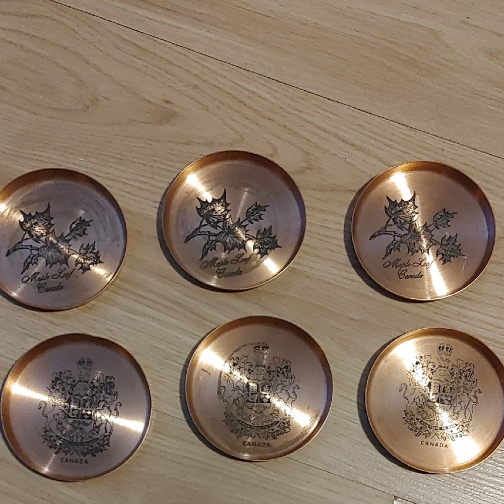 Canada Copper Souvenir Plates Set of 6